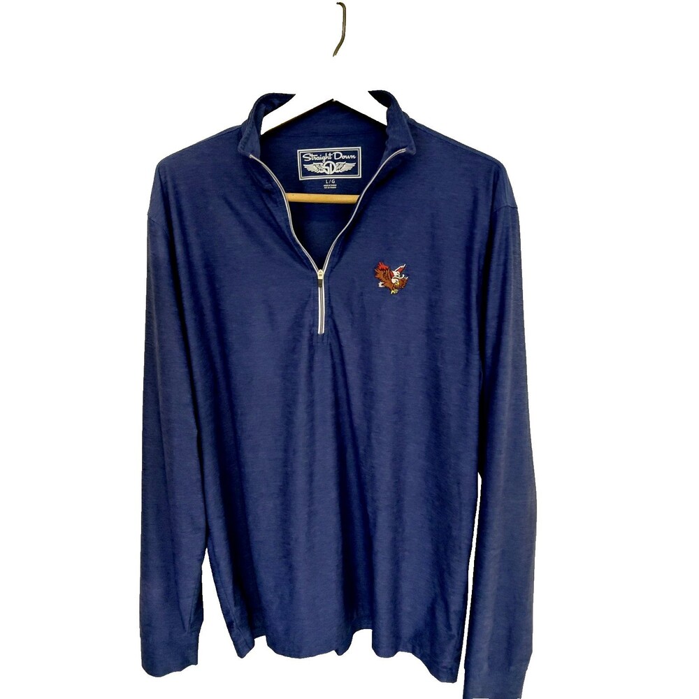 Straight Down Long Sleeve Mens Golf Shirt Sz L Double Eagle Logo